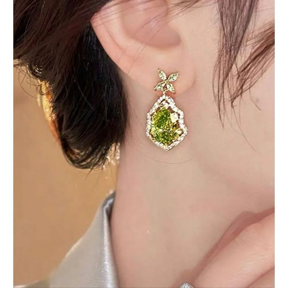 Peridot Flower Drop Earrings